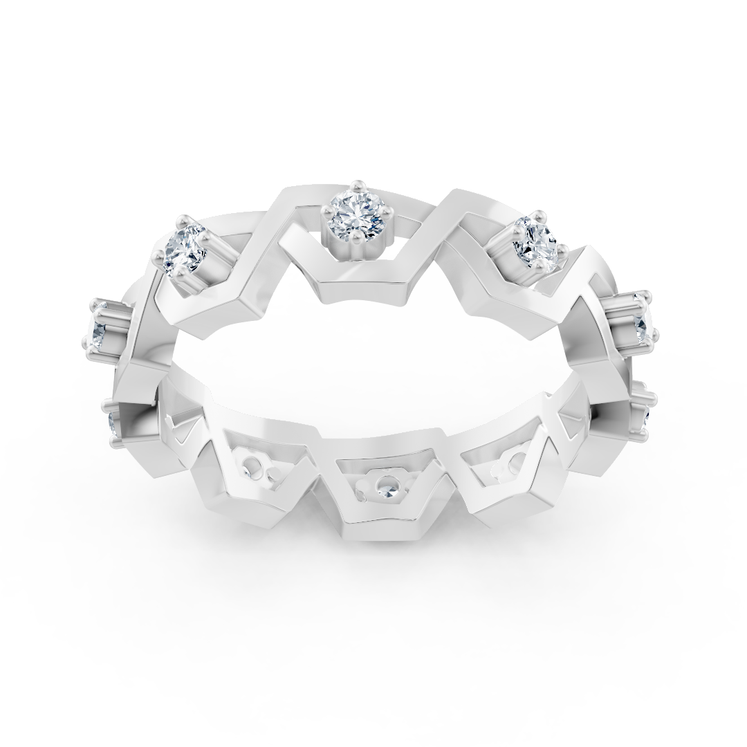 Bague exclusive en or blanc 14 carats avec diamants – serti griffes, 0,35 carat