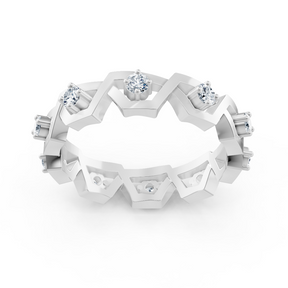 Bague exclusive en or blanc 14 carats avec diamants – serti griffes, 0,35 carat