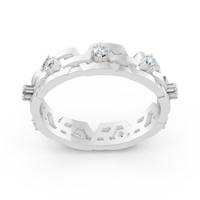 Geometrischer Weißgoldring mit Diamanten