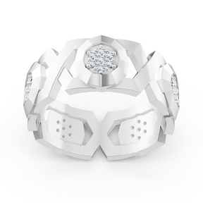 Exquisiter Weißgold-Diamantring – Geometrisches Design