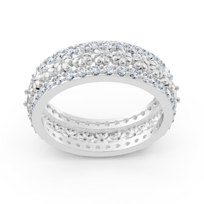 Bague exquise en or blanc 14 carats avec diamants et fleurs