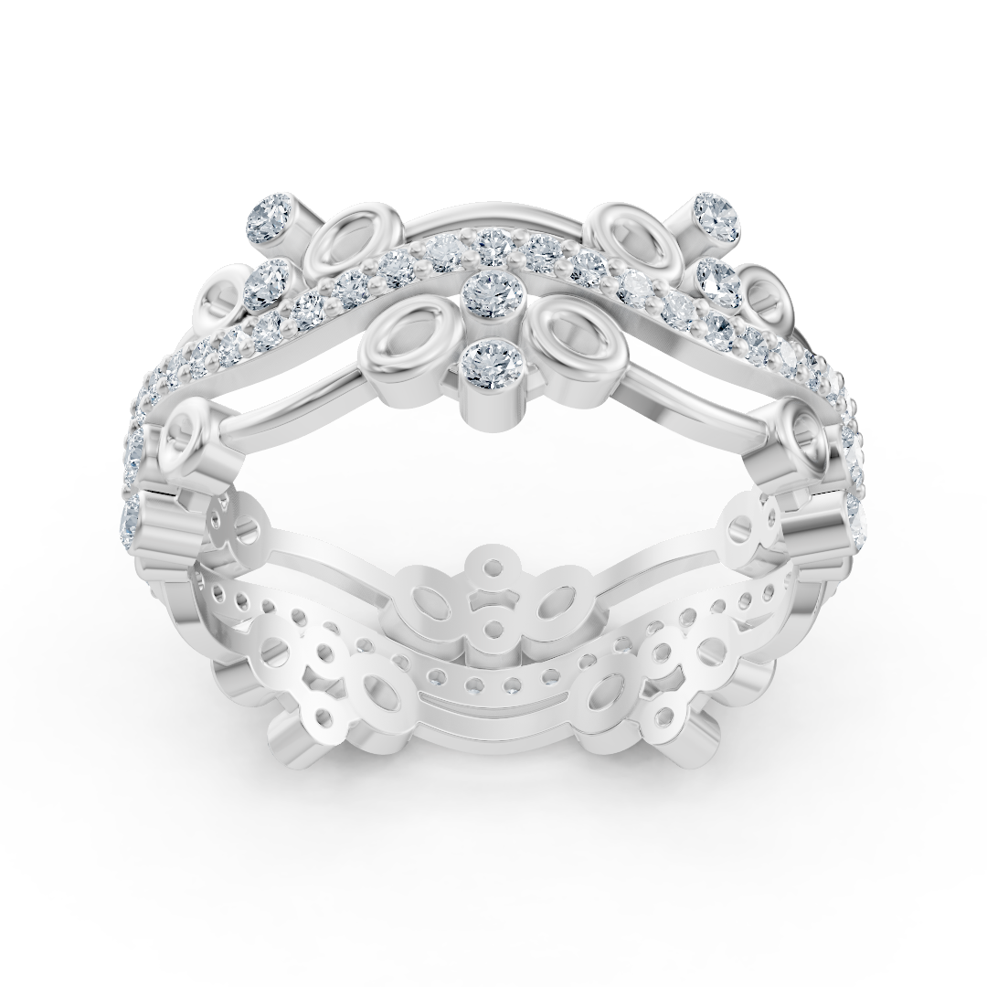 Bague cercle ludique en diamant - or blanc 14 carats, environ 0,51 carat