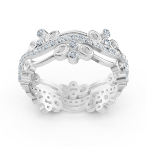 Bague cercle ludique en diamant - or blanc 14 carats, environ 0,51 carat
