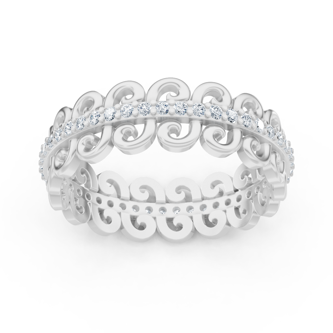 Bague diamant gracieuse à motif escargot - Or blanc 14 carats, environ 0,28 carat