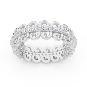 Bague diamant gracieuse à motif escargot - Or blanc 14 carats, environ 0,28 carat