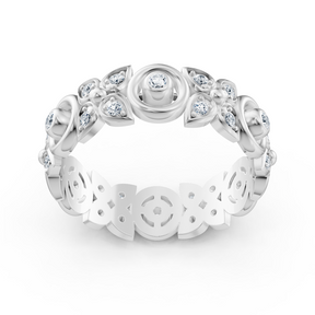 Bague en or blanc avec diamant et motif floral