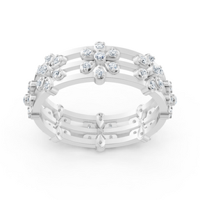 Bague diamant radieuse « Mer de Fleurs » - Or blanc 14 carats, diamants 0,464 carat