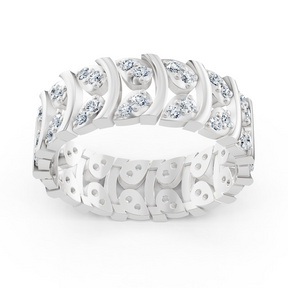Bague en or blanc avec diamants au design incurvé