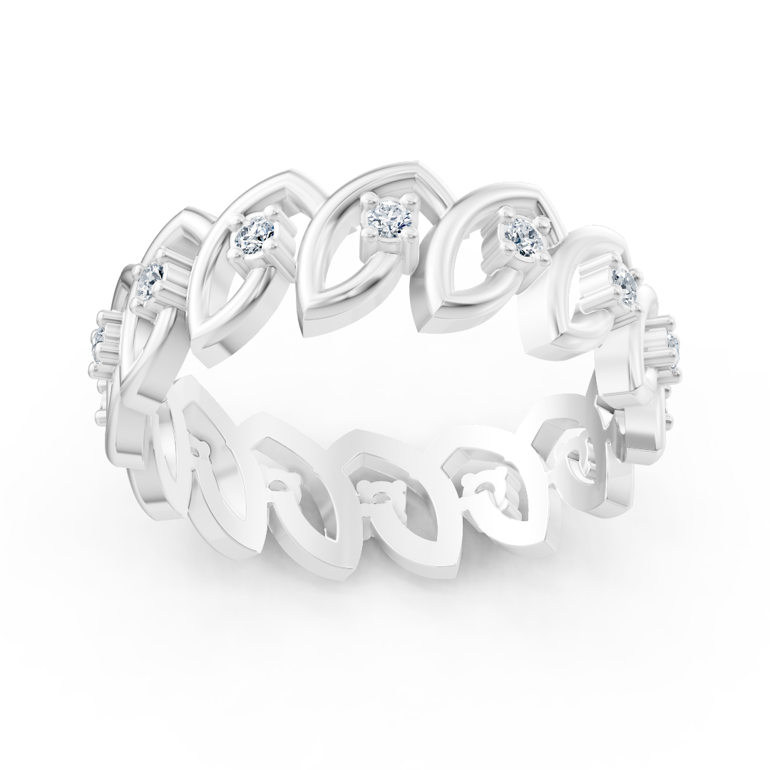 Bague élégante en or blanc avec diamants taille ronde – design délicat