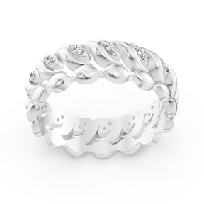 Delicate white gold ring with diamonds in a heart-shaped design