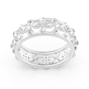 Bague noble en or blanc avec diamants en forme de fleur – élégance délicate