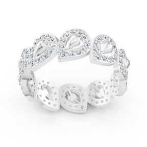 Bague opulente en or blanc avec diamants – motif mer de fleurs scintillantes