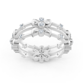 Bague florale Pırlanta en or blanc 14 carats « Couronne de fleurs »