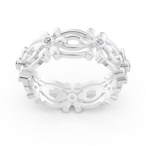Bague fleur Pırlanta en or blanc 14 carats « Delicate Blossom »