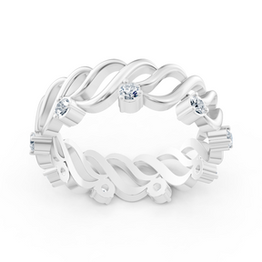 Bague en or blanc 14 carats avec diamants « Vague de grâce »