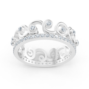 Bague couronne de princesse en or blanc 14 carats et diamants « Royal Grace »