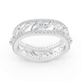 Bague Birgie en or blanc 14 carats avec diamants et cœur en forme de vigne – Élégance romantique