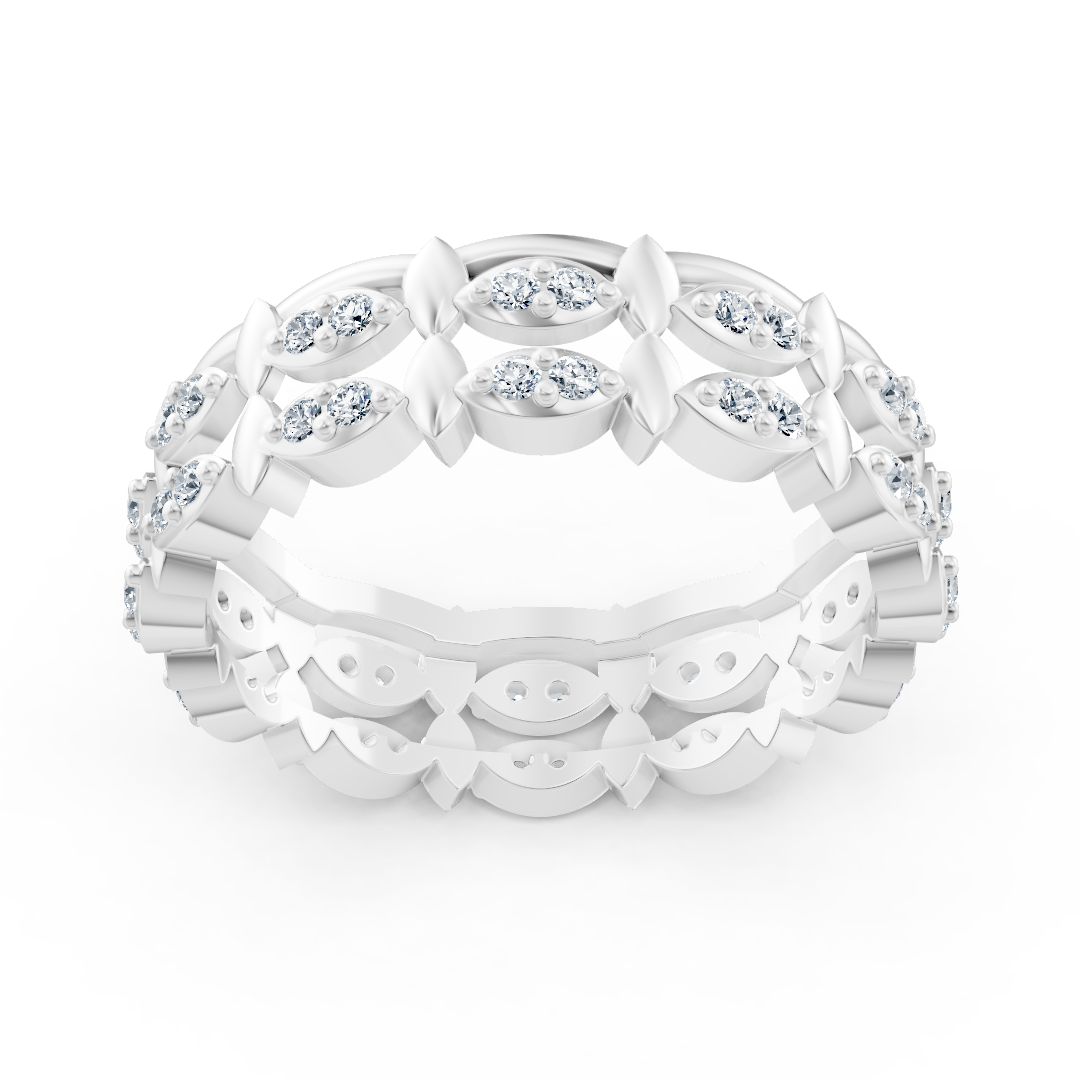 Bague d'éternité Birgie en or blanc 14 carats et diamants – Élégance marquise intemporelle