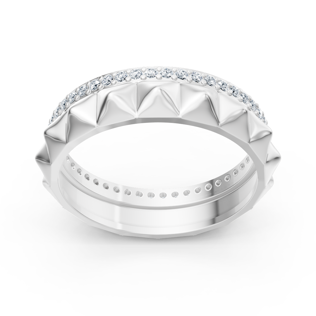 Bague élégante en or blanc avec diamants ronds en forme de griffes