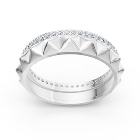 Bague élégante en or blanc avec diamants ronds en forme de griffes