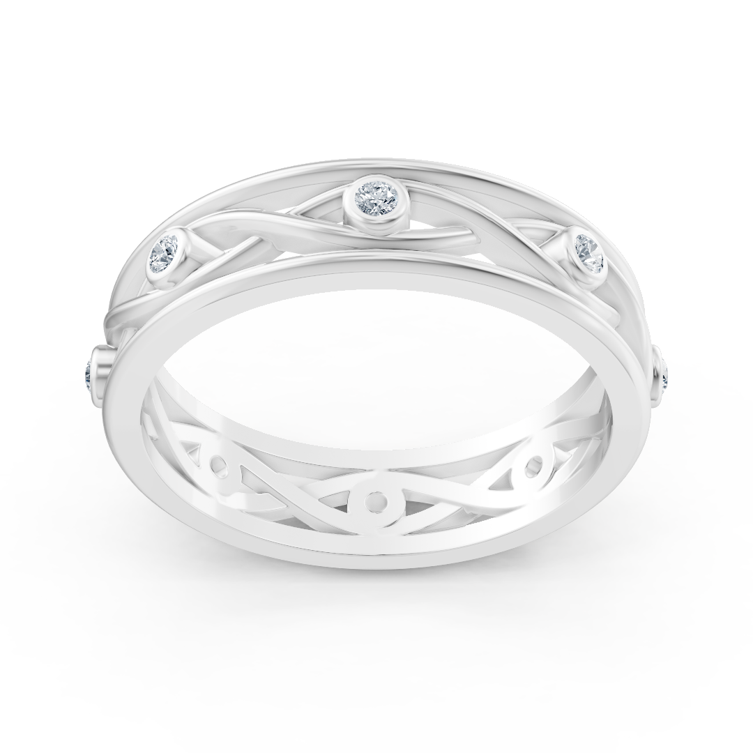 Bague élégante en or blanc avec diamants ronds en forme de lunette