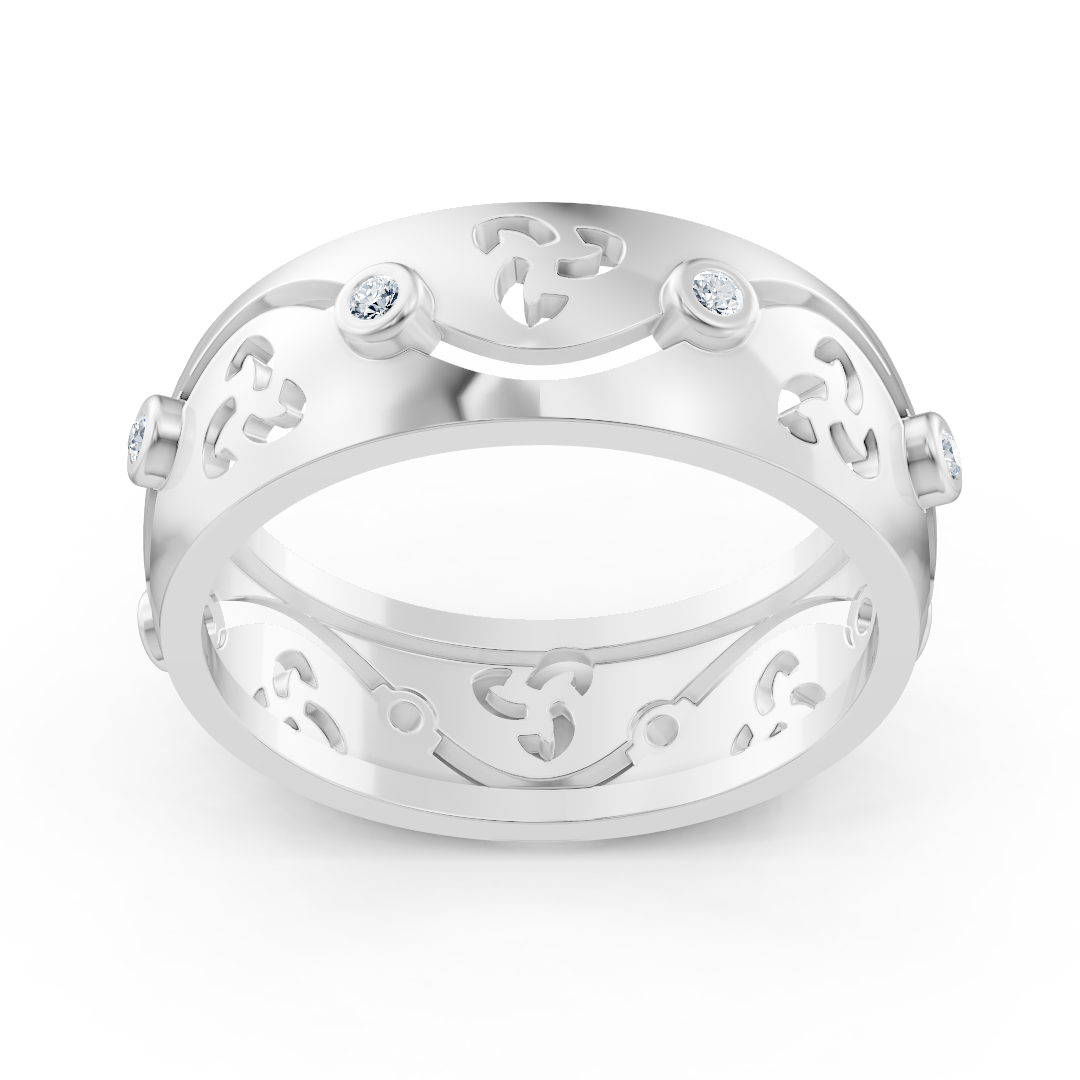 Bague élégante en or blanc avec diamants ronds en forme de lunette