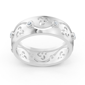 Bague élégante en or blanc avec diamants ronds en forme de lunette