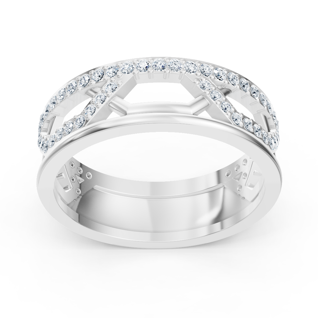 Bague en or blanc avec diamants ronds en forme de griffes