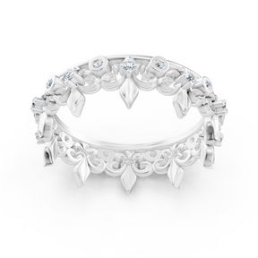Bague en or blanc avec diamants ronds en forme de griffe et de lunette