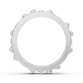 Bague moderne en or blanc avec diamants ronds en forme de lunette