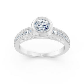 Classic solitaire diamond engagement ring in 14 carat white gold