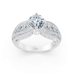 Extravagant diamond engagement ring in 14 carat white gold