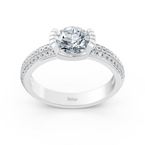 Modern solitaire diamond engagement ring in 14 carat white gold