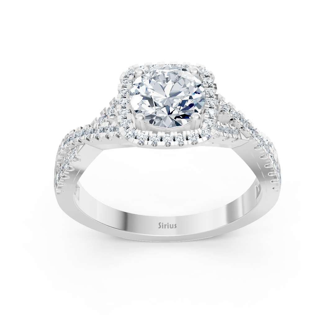 Bague de fiançailles Birgie Passion Halo en or blanc avec diamants