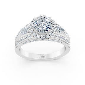 white gold diamond &amp; emerald engagement ring