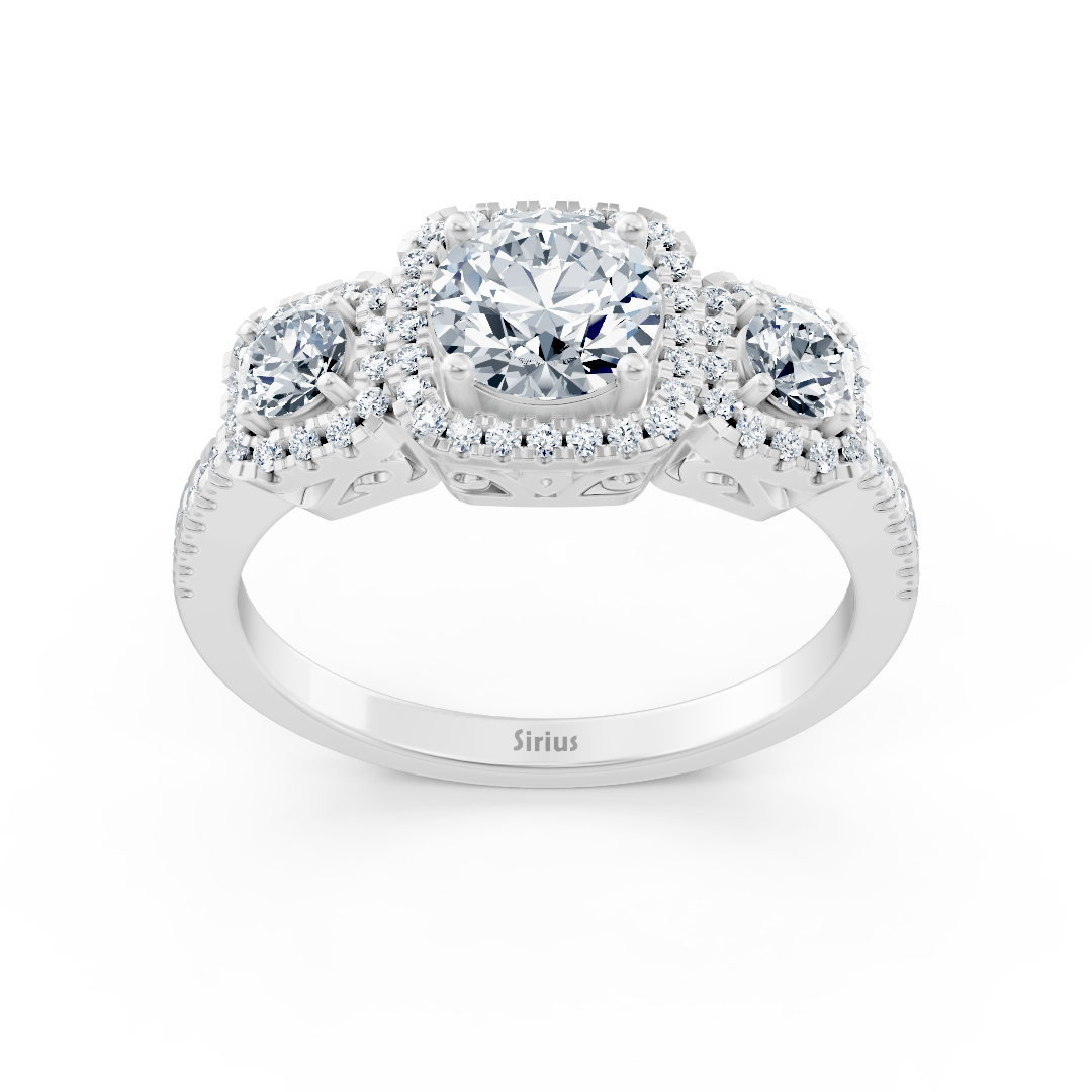 Diamond 3-stone engagement ring in white gold