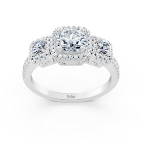 Diamond 3-stone engagement ring in white gold