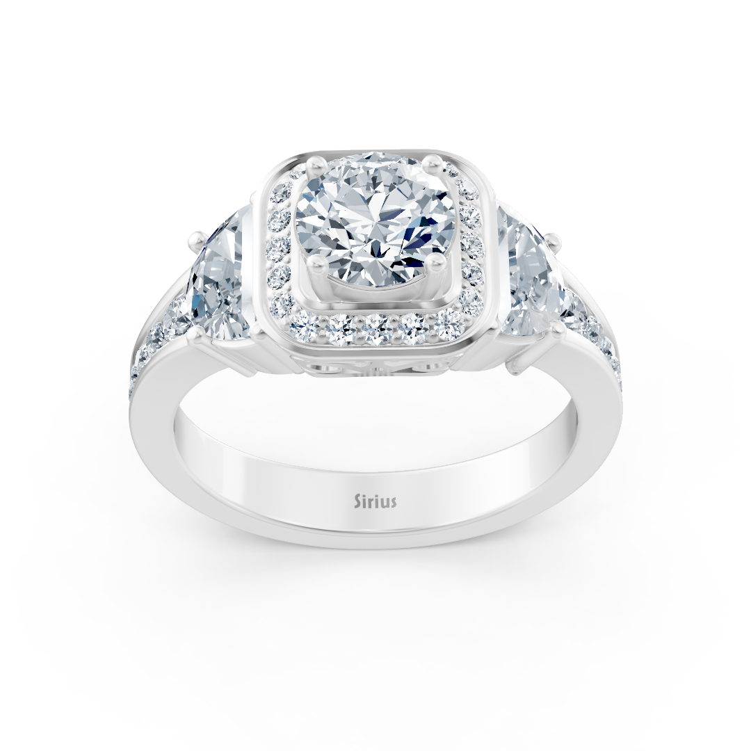 Diamond &amp; Ruby 3-Stone Engagement Ring in White Gold