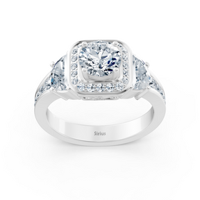 Diamond &amp; Ruby 3-Stone Engagement Ring in White Gold