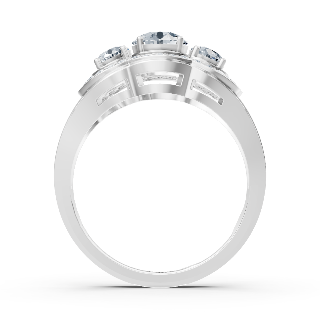 Bague de fiançailles vintage en or blanc avec diamants