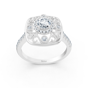 Extravagant white gold halo diamond cocktail ring