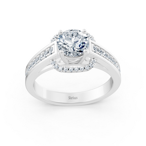 Bague élégante en or blanc avec diamants sur le côté
