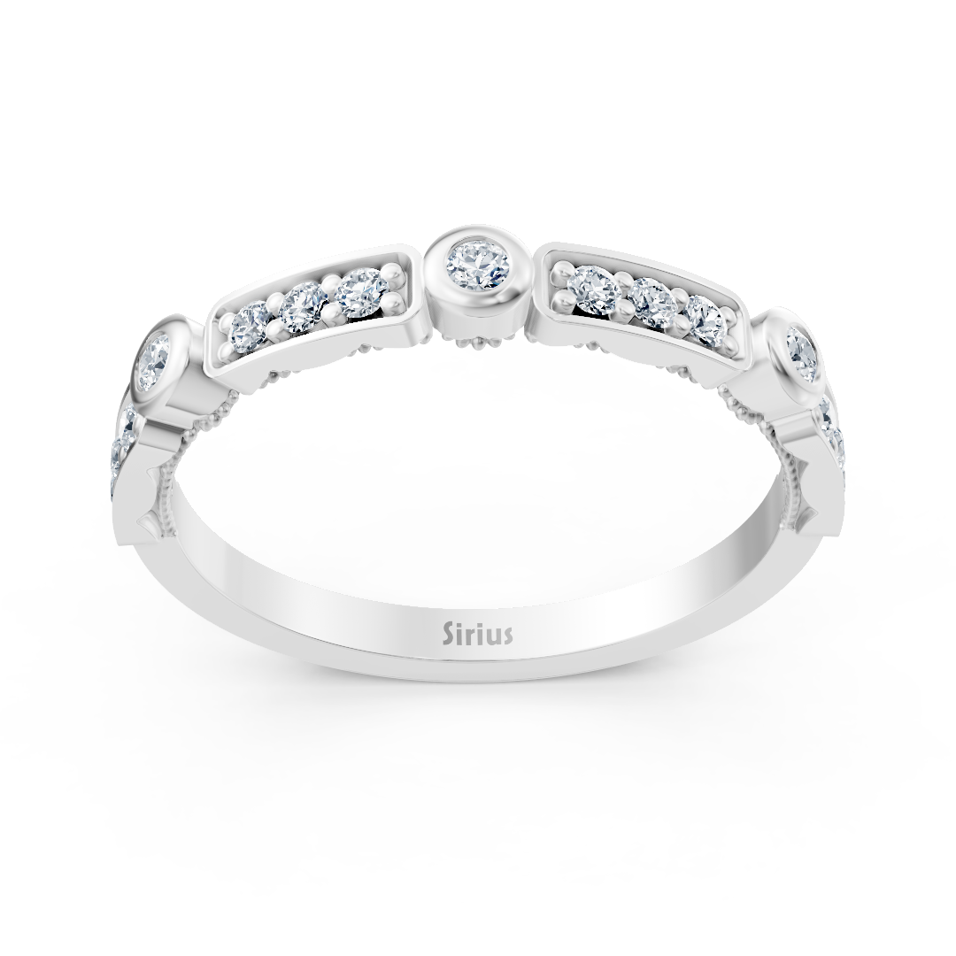Bague Mémoire en or blanc avec diamants