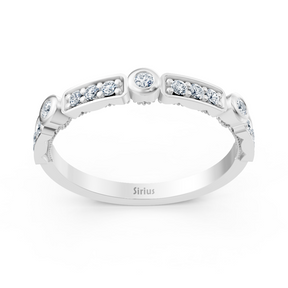 Bague Mémoire en or blanc avec diamants