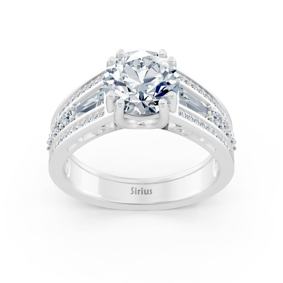 Bague en or blanc avec diamant taille baguette