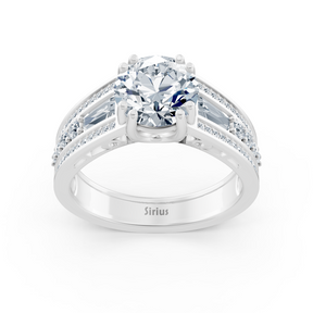 Bague en or blanc avec diamant taille baguette