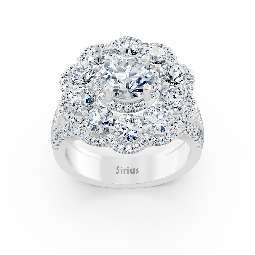 Bague diamant, émeraude et rubis en or blanc