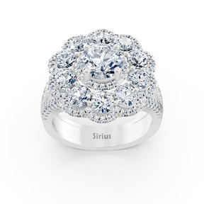 Bague diamant, émeraude et rubis en or blanc