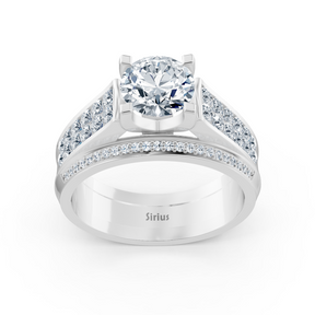 Bague de fiançailles canal cathédrale avec diamants en or blanc