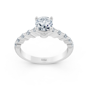 Bague Demi-Éternité et Solitaire Diamant Or Blanc